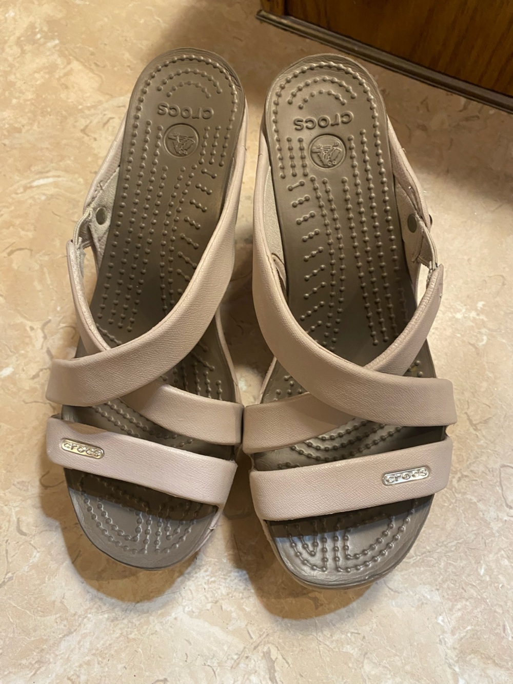 CROCS Women's Sandals in Light Pink and Taupe - Crisscross Strap Comfort